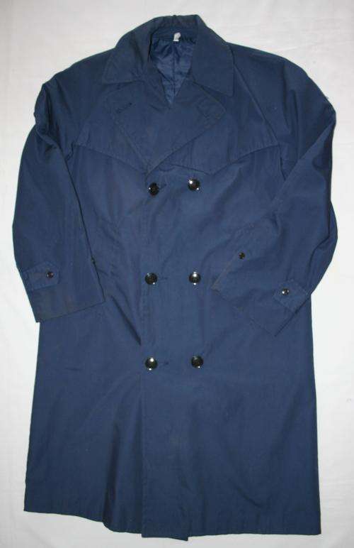 BLUE POLICE TYPE RAINCOAT -- VERY GOOD CONDTION