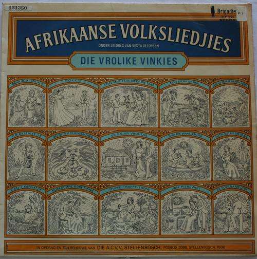 DIE VROLIKE VINKIES -- AFRIKAANSE VOLKSLIEDJIES -- VINTAGE VINYL LP RECORD