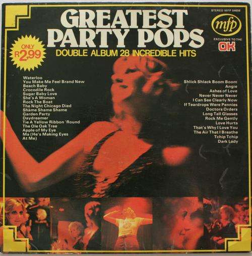 GREATEST PARTY POPS -- 28 INCREDIBLE HITS -- DOUBLE VINYL LP RECORD