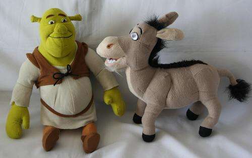 SHREK AND DONKEY COMBO -- STUFFED TOYS - 1 LOT