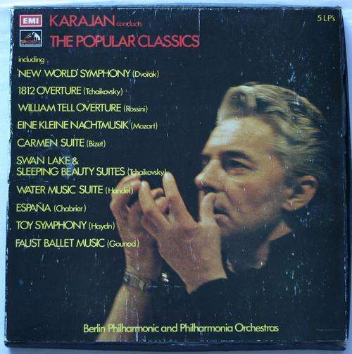 HERBERT VON KARAJAN -- POPULAR CLASSICS -- 5 VINYL LP RECORD BOX SET