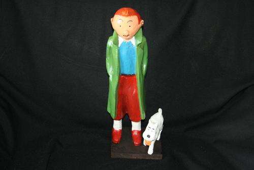 TINTIN & SNOWY -- LARGE HANDCARVED WOODEN FIGURES -- RARE AND BEAUTIFUL
