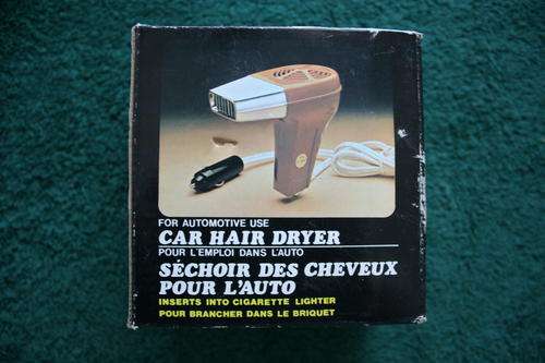 CAR HAIR DRYER--NEW IN BOX --12 VOLT- PLUGS IN LIGHTER SOCKET