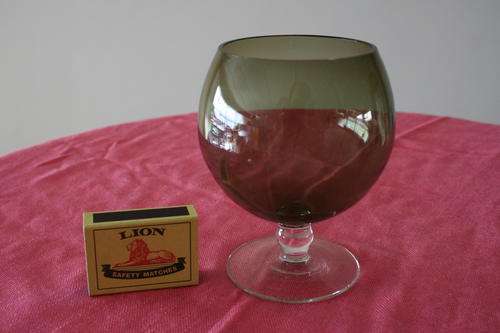 SMALLER OLIVE GREEN GOBLET GLASS VASE/DRINKING GLASS-