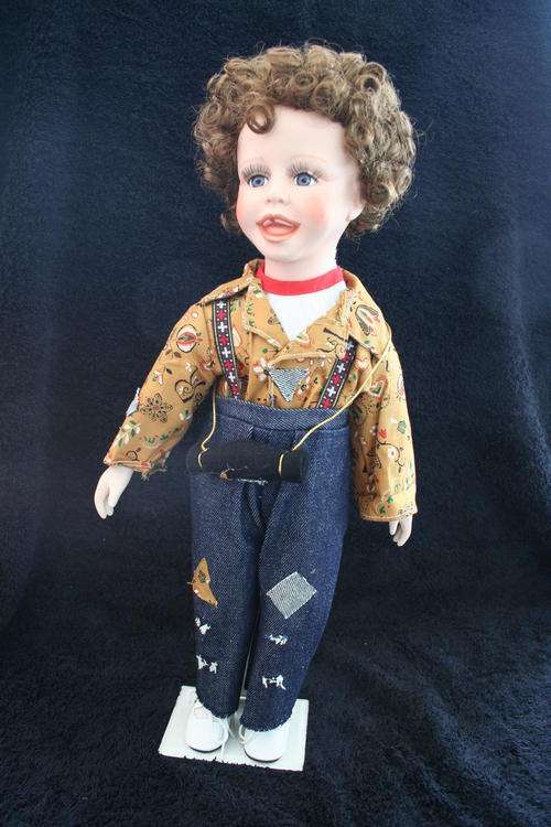 PORCELAIN BOY/GIRL  DOLL--FULLY DRESSED WITH STAND