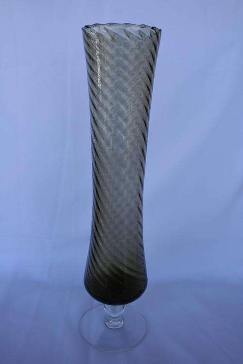 TALL CARVED GLASS VASE 47cm ---- VERY NICE