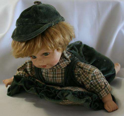 BEAUTIFUL BOY DOLL -- PORCELAIN --WITH PILLOW