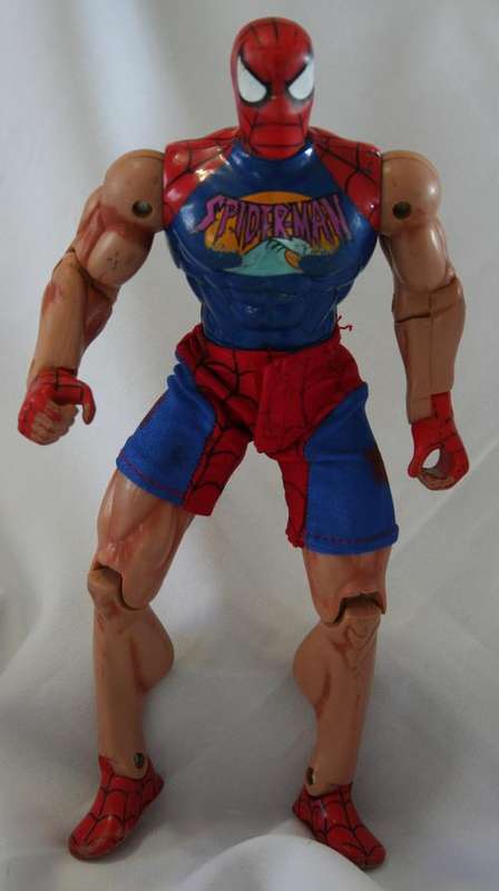 SPIDERMAN FIGURE IN WRESTLING SHORTS