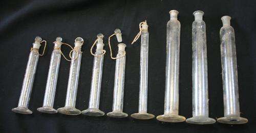 COLLECTION OF 9 GLASS LABORATORY TUBE THINGS -- GOOD CONDITION