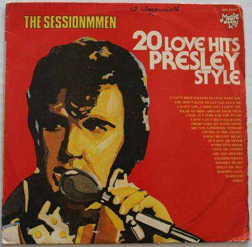20 LOVE HITS -- PRESLEY STYLE -- SESSIONMEN -- VINYL LP RECORD