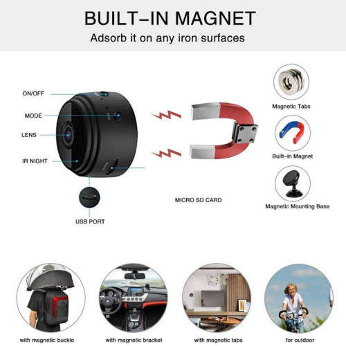 1080P Portable Mini Wireless Hidden WiFi Camera with Sensori Night Vision