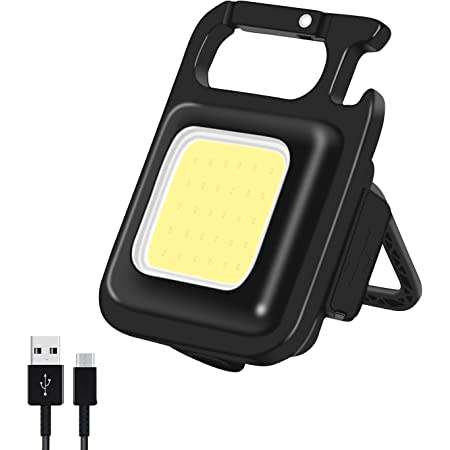 Mini LED Flashlight Keychain, Usb Charging, Small Outdoor Camping Light, Bottle Opener