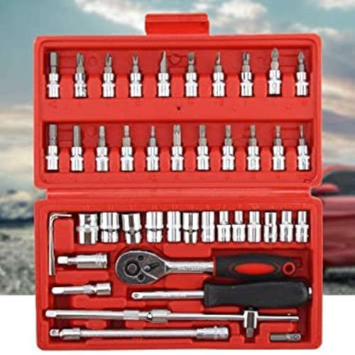 46 Pieces Car Repair Socket Tool Ratchet Wrench Combination Tool Kit Car