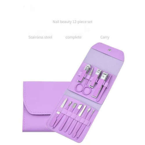 Nail Art Set Makeup Beauty Tools 12 Piece Portable Nail Clipper Set with Folding Bag