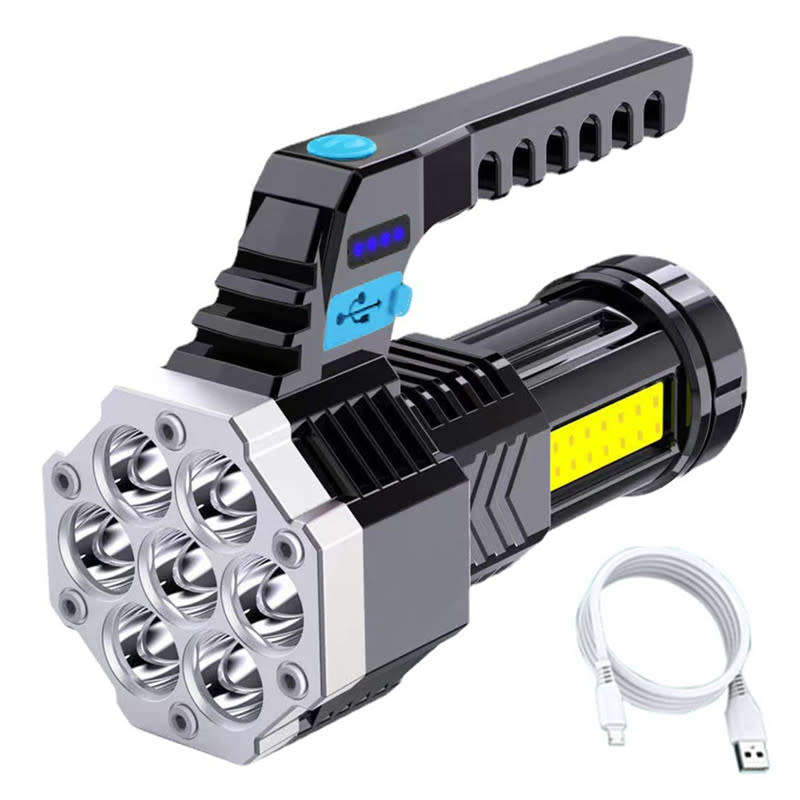 LED Rechargeable Flashlight With Handle Suitable For Outdoor Camping Hunting And Emergency