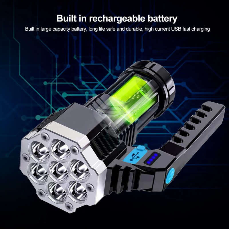 LED Rechargeable Flashlight With Handle Suitable For Outdoor Camping Hunting And Emergency