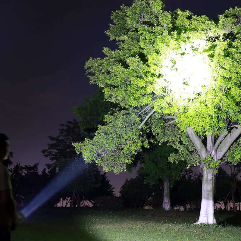 LED Rechargeable Flashlight With Handle Suitable For Outdoor Camping Hunting And Emergency