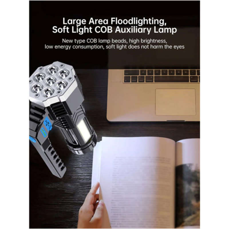 LED Rechargeable Flashlight With Handle Suitable For Outdoor Camping Hunting And Emergency
