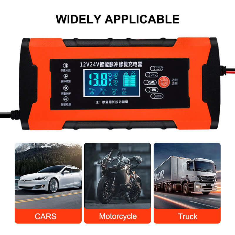 12V24V Battery Intelligent Pulse Repair Charger Suitable For Car Motorcycle Truck Charging