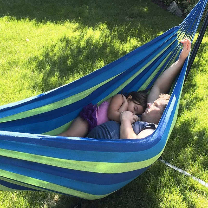 Portable Outdoor Striped Hammock Camping Travel Garden Beach Home Swing