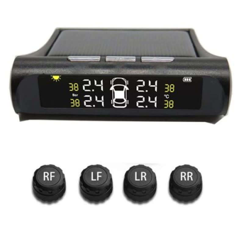 Solar Powered Tire Pressure Monitoring System With 4 External Sensor Displays Suitable For Cars