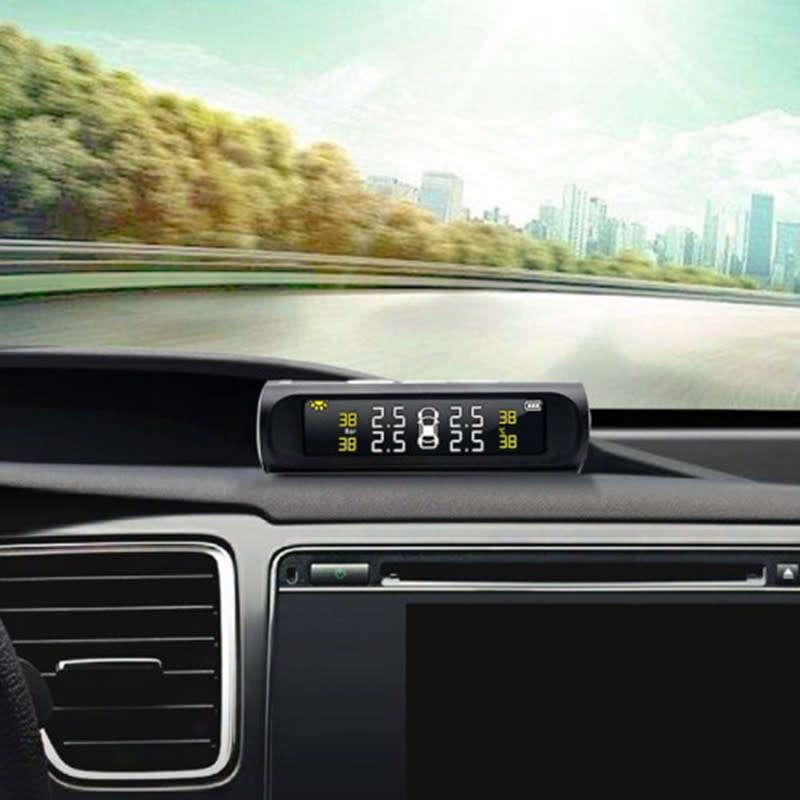 Solar Powered Tire Pressure Monitoring System With 4 External Sensor Displays Suitable For Cars