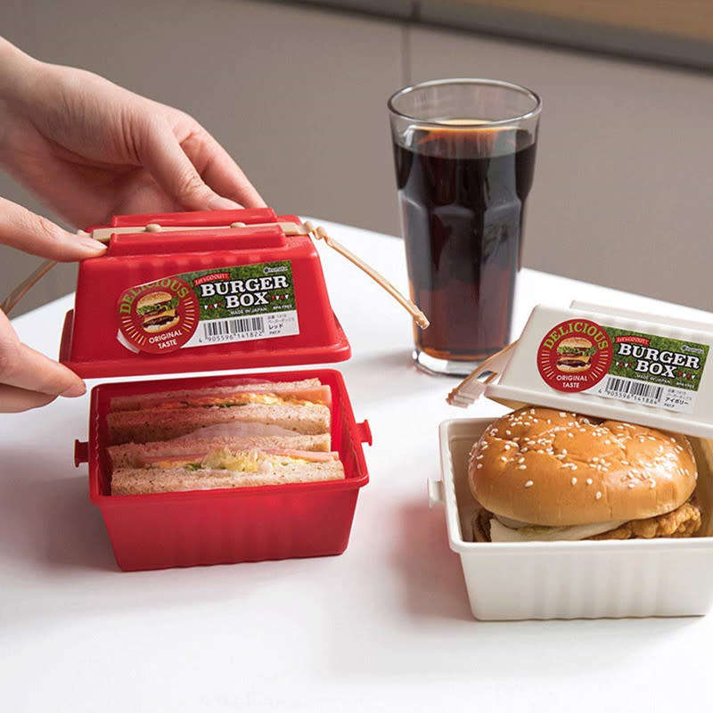 Square Lunch Box Meal Box Burger Sandwich Storage Container Sealed