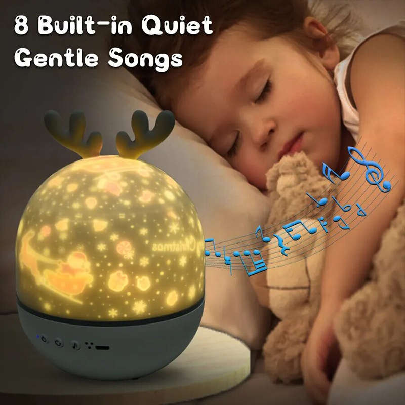 LED 360 Degree Rotating Projector Night Light Music Box