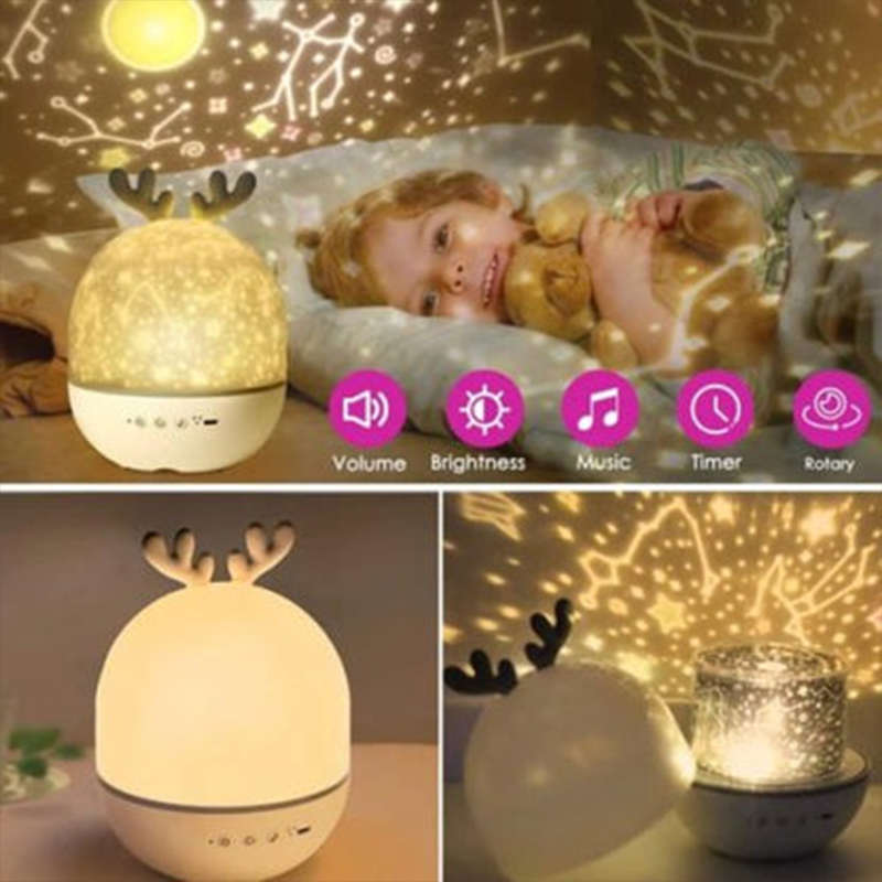 LED 360 Degree Rotating Projector Night Light Music Box