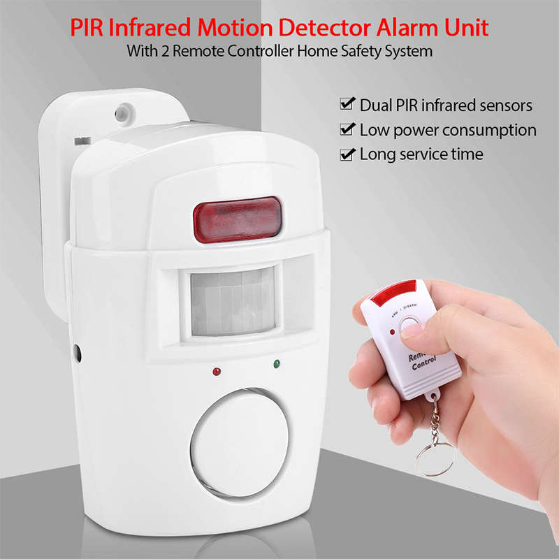 Wireless Infrared Motion Sensor Alarm For Home Security Systems with 2x Remotes