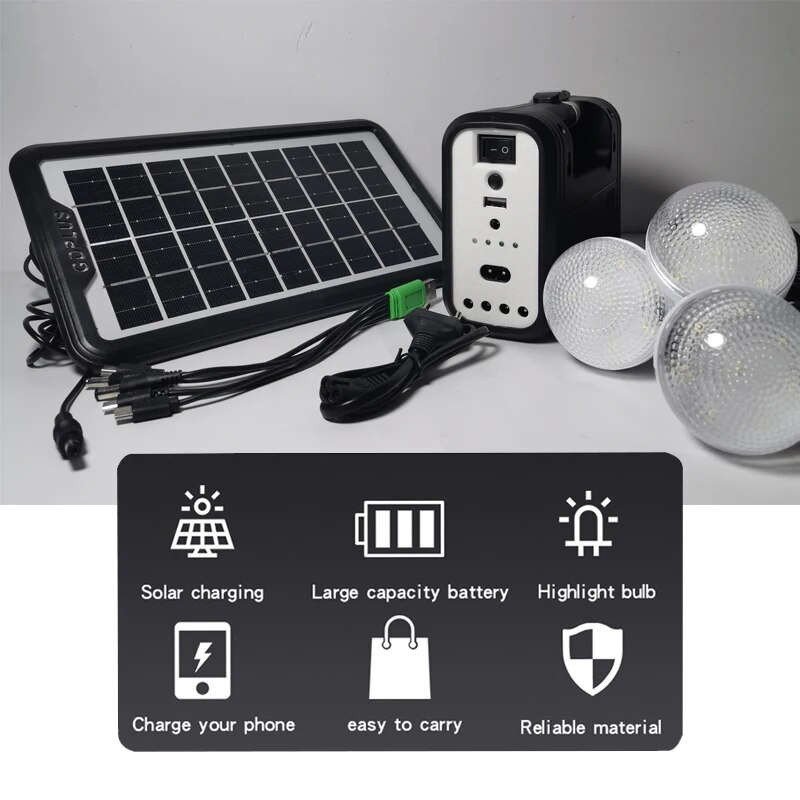 LED 3 Emergency Light Portable Battery Kit Solar Panel