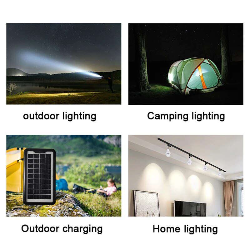 LED 3 Emergency Light Portable Battery Kit Solar Panel