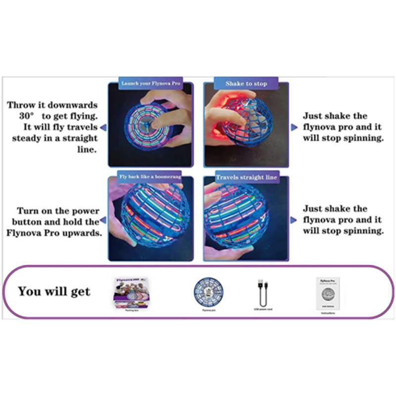 3 Color Mini Flying Ball Toy Ball Belt 360 Flying Hover UFO