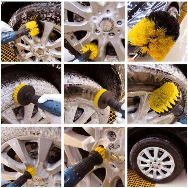Drill Brush Three-Piece Set Floor Scrubbing Brush Suitable For Car Carpet Deck Tile Bathroom Cleanin