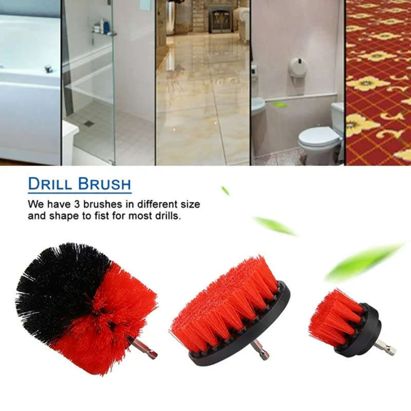Drill Brush Three-Piece Set Floor Scrubbing Brush Suitable For Car Carpet Deck Tile Bathroom Cleanin