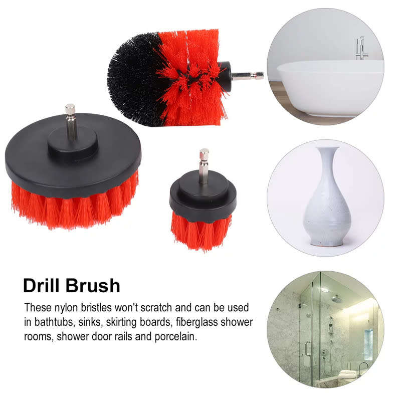 Drill Brush Three-Piece Set Floor Scrubbing Brush Suitable For Car Carpet Deck Tile Bathroom Cleanin