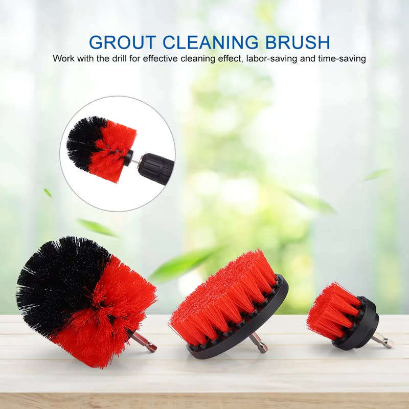 Drill Brush Three-Piece Set Floor Scrubbing Brush Suitable For Car Carpet Deck Tile Bathroom Cleanin