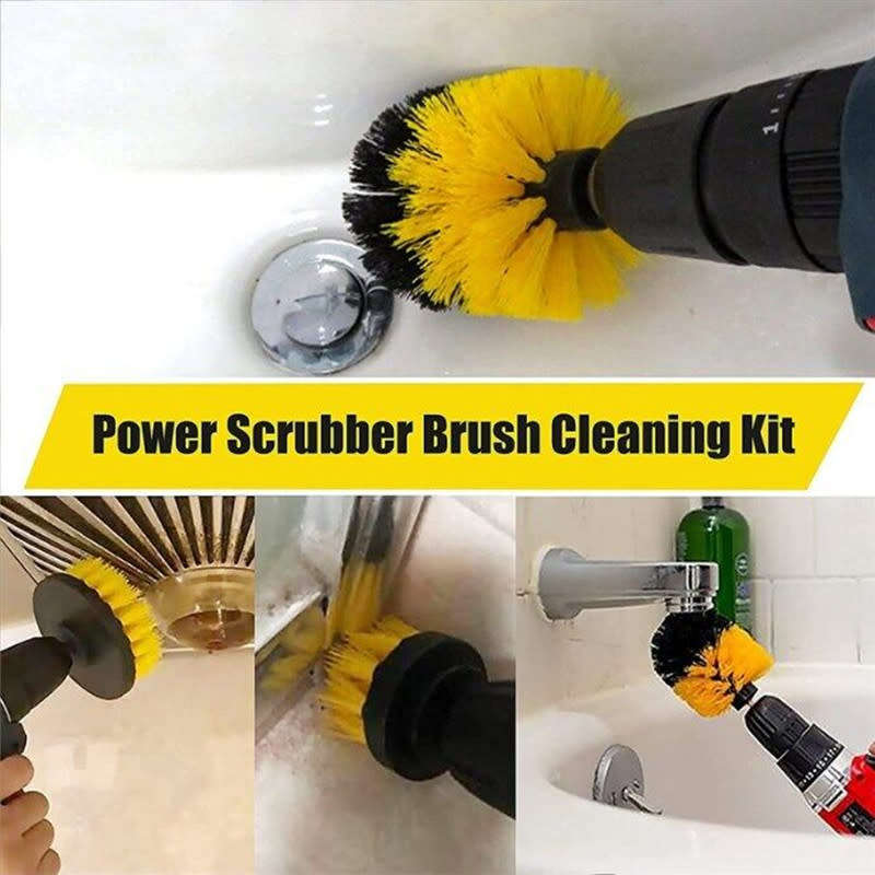 Drill Brush Three-Piece Set Floor Scrubbing Brush Suitable For Car Carpet Deck Tile Bathroom Cleanin