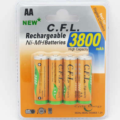Durable Aa Rechargeable Batteries 4-Pack