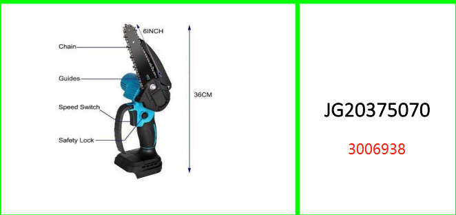 Portable Electric Chain Saw With Two 25V Lithium Batteries 7500Mah