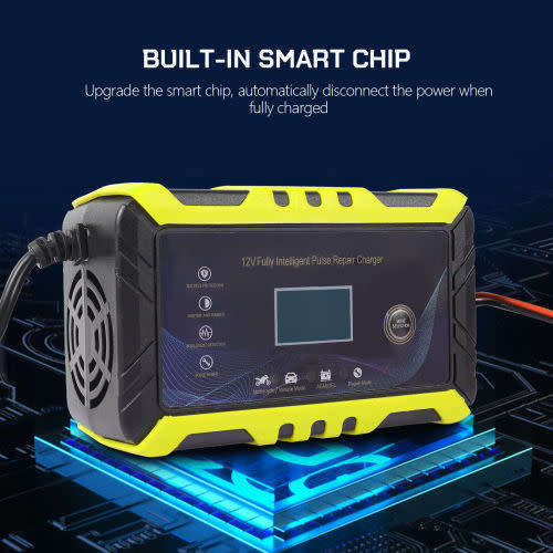 Portable 12V 6A Motorcycle Car Battery Charger Intelligent Automatic Pulse Repair