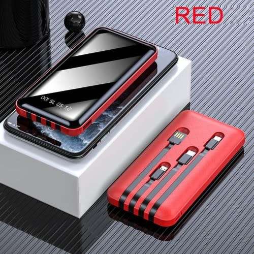Portable 4 Output 15800mah Power Bank With Built-In Cable Power Bank Fast Charging