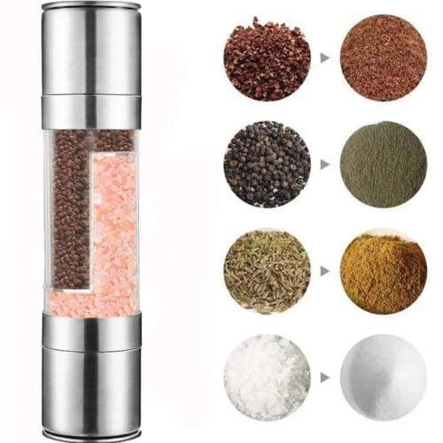 Convenient Silver Stainless Steel Salt And Pepper Grinder For Household Use