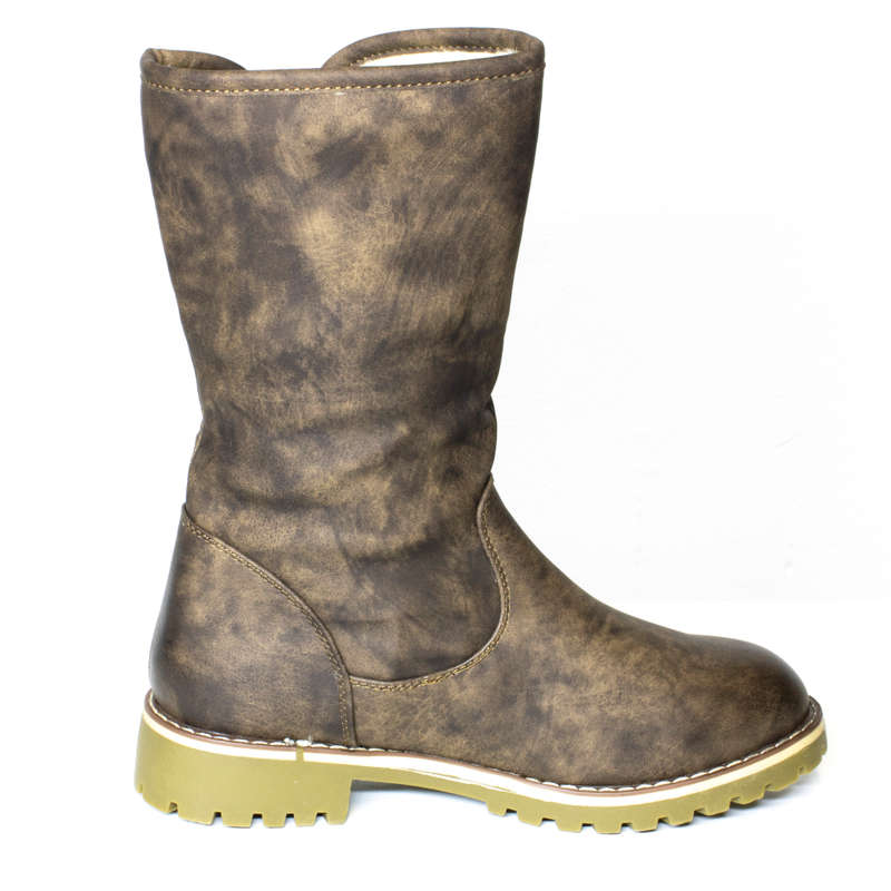 Ladies Fashion Boots with Side Zipper Coffee Size 5