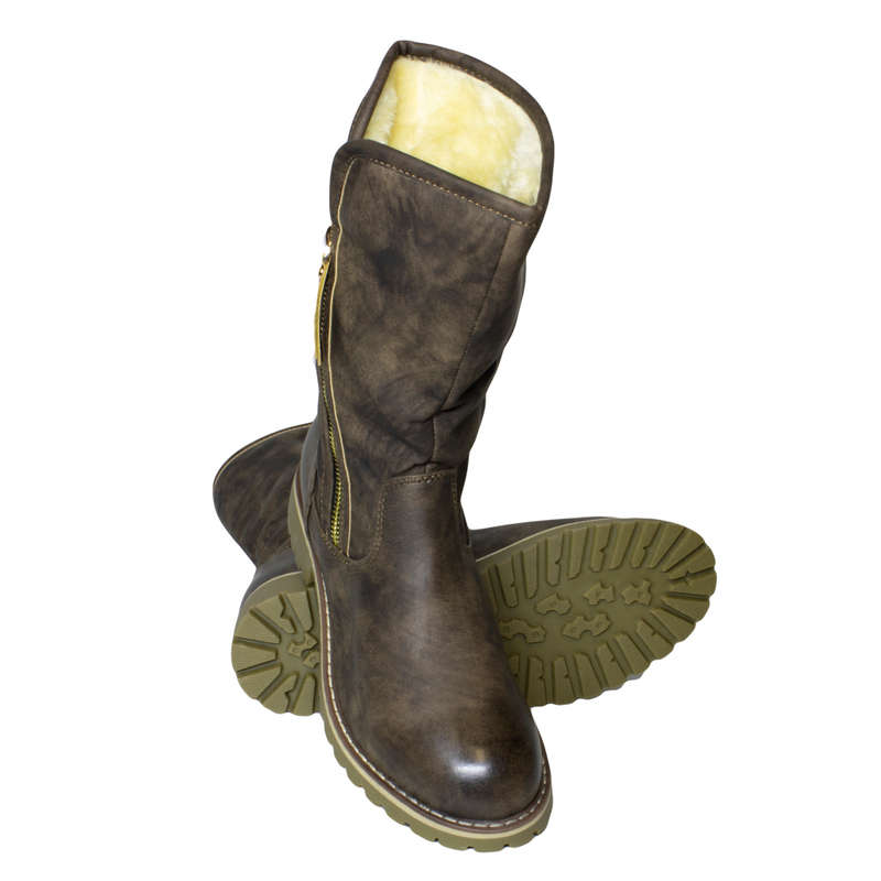 Ladies Fashion Boots with Side Zipper Coffee Size 5