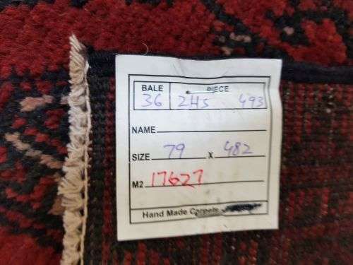 RED AFGHAN PERSIAN CARPET  RUNNER SIZE 482 X 79 CM