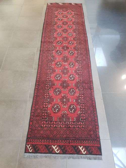 RED AFGHAN PERSIAN CARPET  RUNNER SIZE 300x80 CM