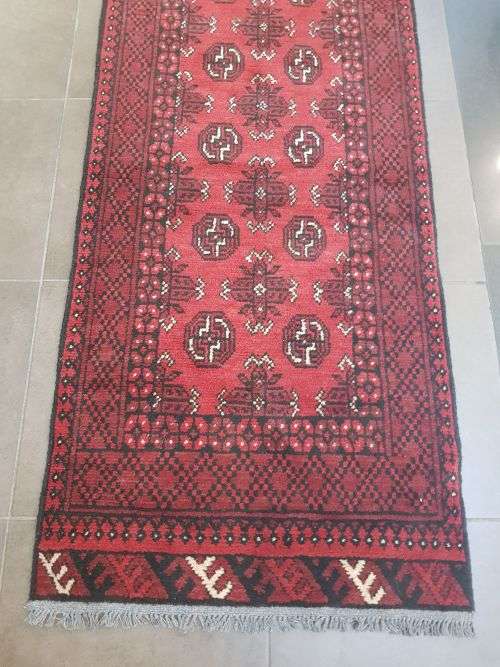 RED AFGHAN PERSIAN CARPET  RUNNER SIZE 300x80 CM