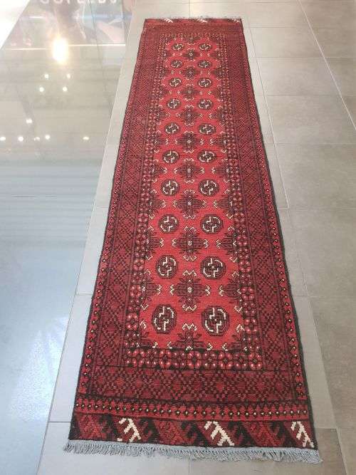 RED AFGHAN PERSIAN CARPET  RUNNER SIZE 300x80 CM