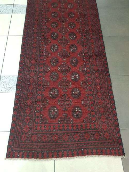RED AFGHAN PERSIAN CARPET  RUNNER SIZE 390X 78 CM